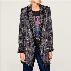 Zara tweed, faux double breasted jacket